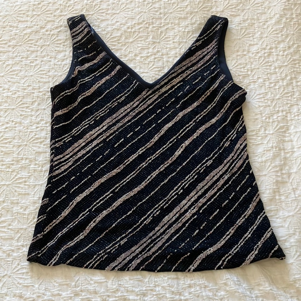 Fabulous bling tank top with V neckline and back.